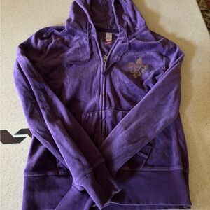 Purple Velour Zip-Up Hoodie